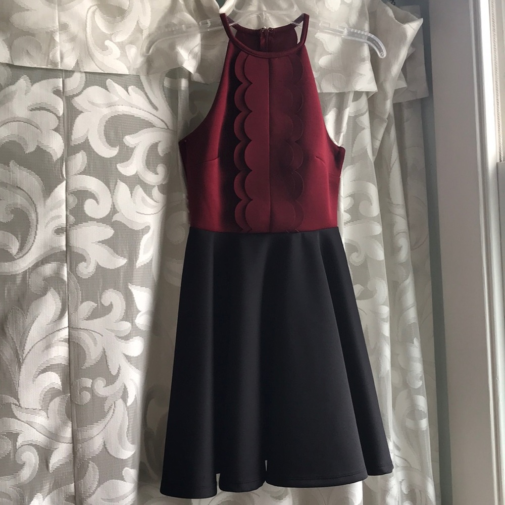 Maroon and black mini dress size 6
